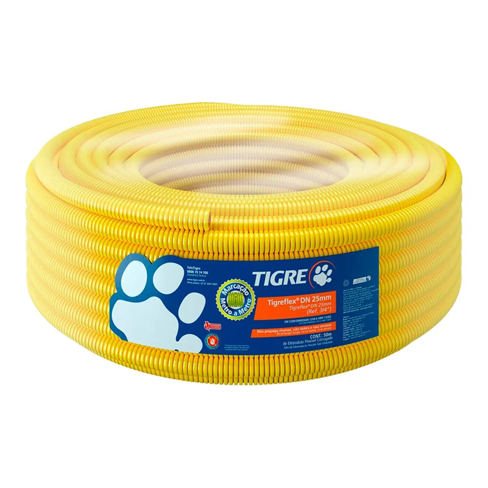 Eletroduto Corrugado Flexível Tigre 25 MM 50 M